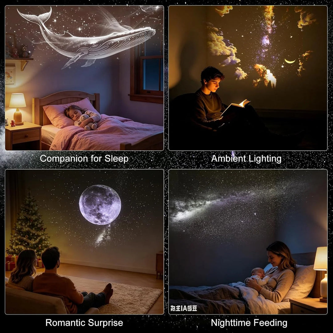 2-In-1 Galaxy Projector Night Light, USB Starry Sky Night Light Projector for Bedroom, Mini LED Ceiling/Wall Projection Lamp with 360° Rotation, for Kids Adults Gifts (6 Slides)